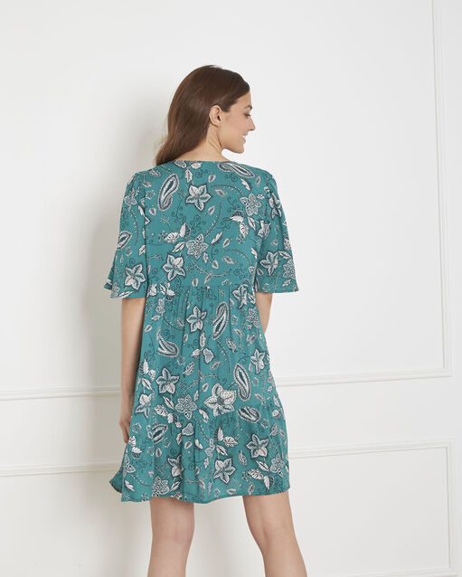 Robe verte imprimé fleuri lupita cypres.