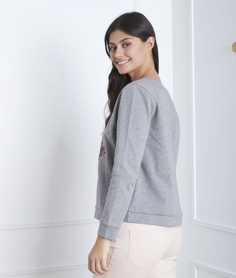 Graues besticktes sweatshirt pacco mittelgrau meliert.