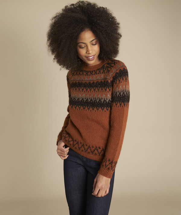 Pull acajou jacquard fantaisie Fera | 1-2-3 Pull acajou jacquard fantaisie Fera PhotoZ | 1-2-3