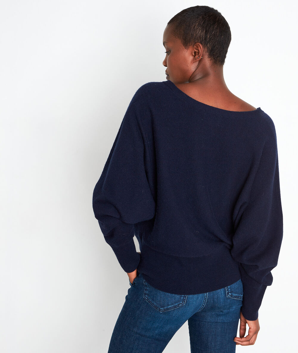 Marineblauwe cardigan van gerecyclede wol en kasjmier tess marine.