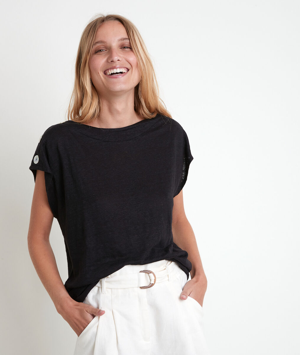 Top en lin biologique noir Iroyal | 1-2-3 Top en lin biologique noir Iroyal PhotoZ | 1-2-3