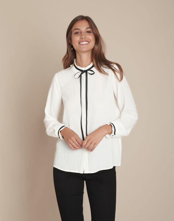 Chemise lavallière en polyester recyclé Mur | 1-2-3 Chemise lavallière en polyester recyclé Mur PhotoZ | 1-2-3