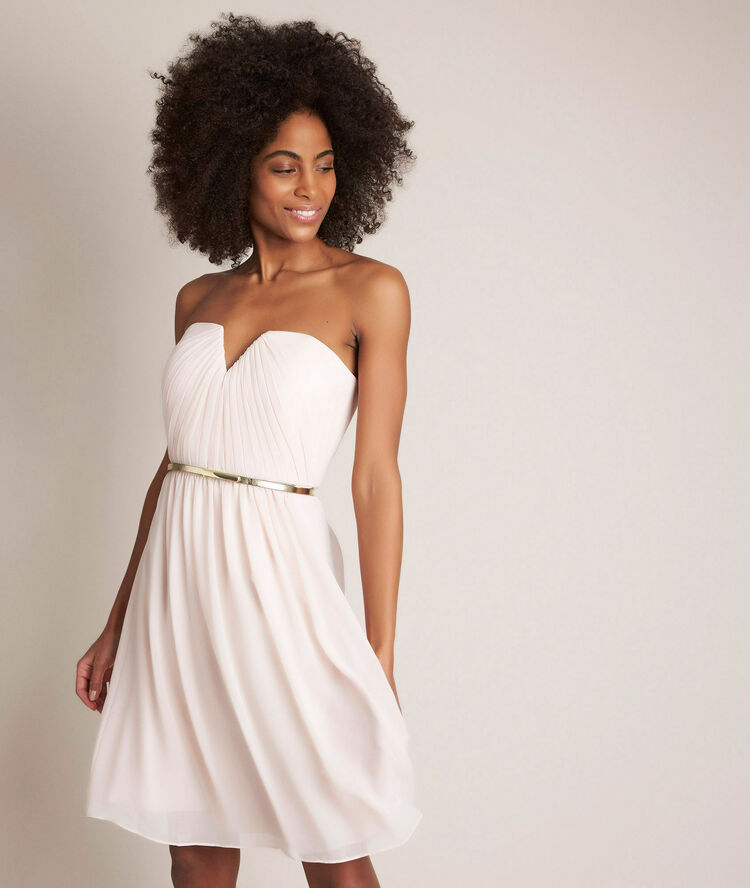 Robe bustier en polyester recycl&eacute; orchid&eacute;e nude.