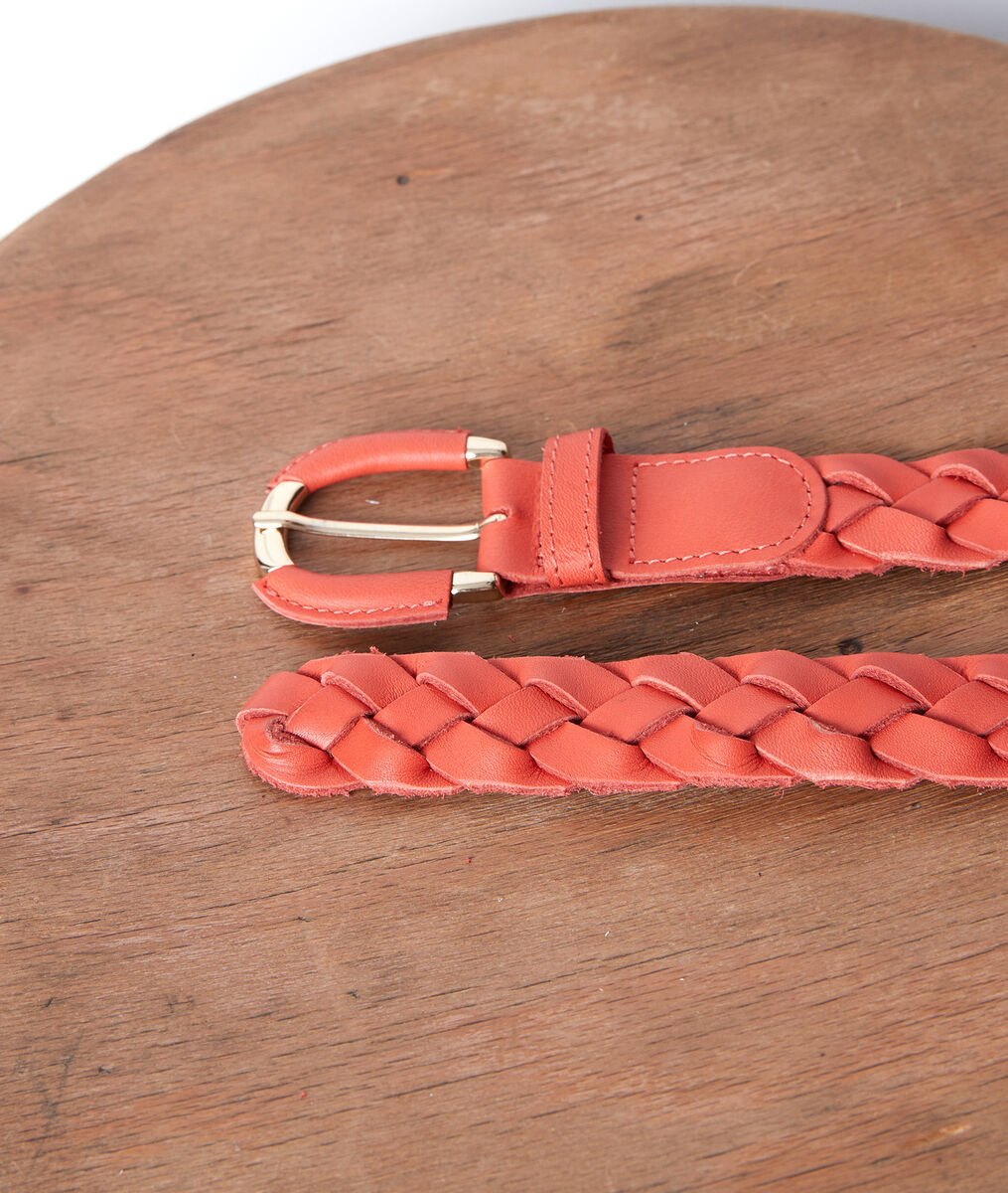Ceinture tressée en cuir goyave Swan | 1-2-3 Ceinture tressée en cuir goyave Swan PhotoZ | 1-2-3