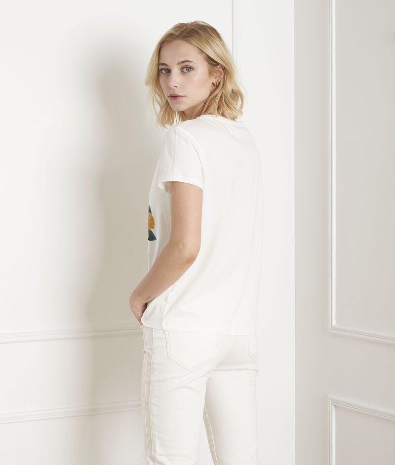 Ecrufarbenes t-shirt mit druckmuster petunia ecru.