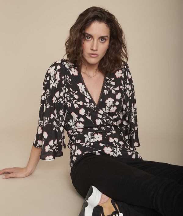 Blouse kimono imprimé fleuri Milan | 1-2-3 Blouse kimono imprimé fleuri Milan PhotoZ | 1-2-3