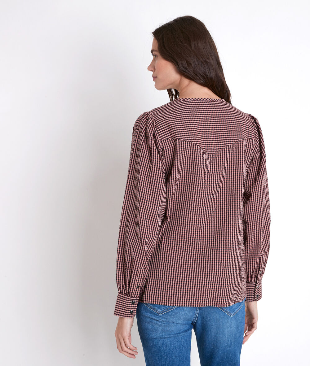 Blouse à carreaux trudy poudre.
