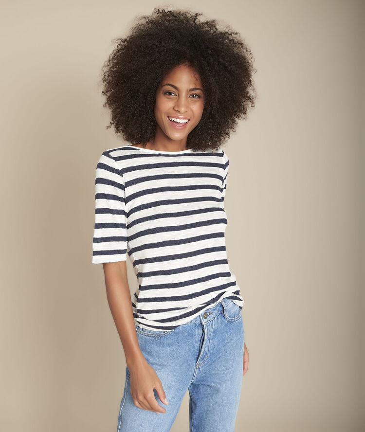 Gestreept t-shirt cardiff blanc.