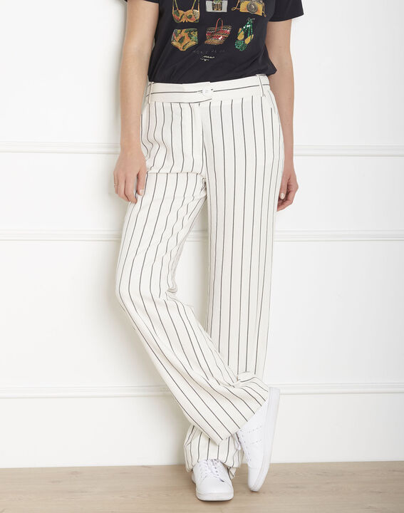 Pantalon écru rayé Gaylord | 1-2-3 Pantalon écru rayé Gaylord PhotoZ | 1-2-3