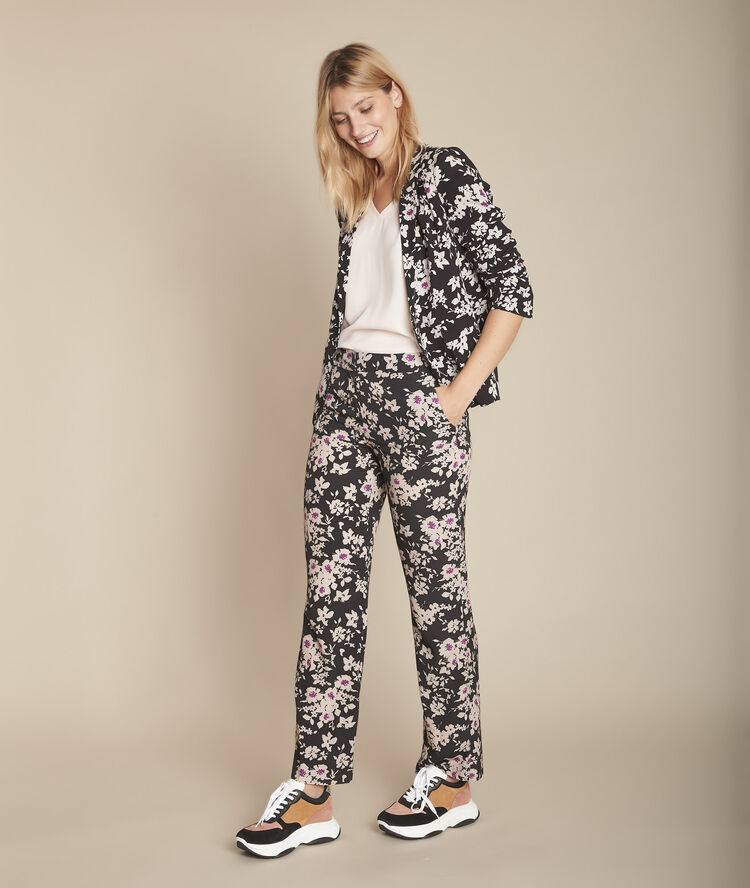 Zwart jasje met bloemenprint bathilde noir.