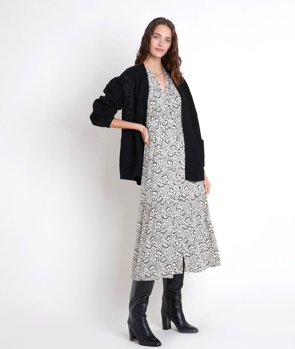 Gilet noir en laine m&eacute;lang&eacute;e alexy noir.