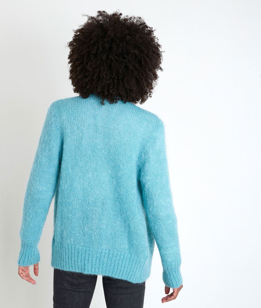 Gilet en mohair mélangé bleu rozelle jade.