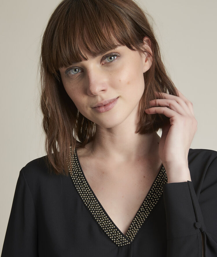 Blouse noire en polyester recyclé edana noir.