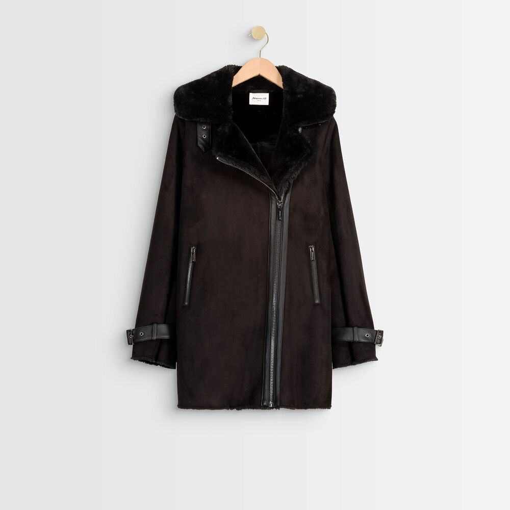 Peau lainée fausse fourrure ikara noir.