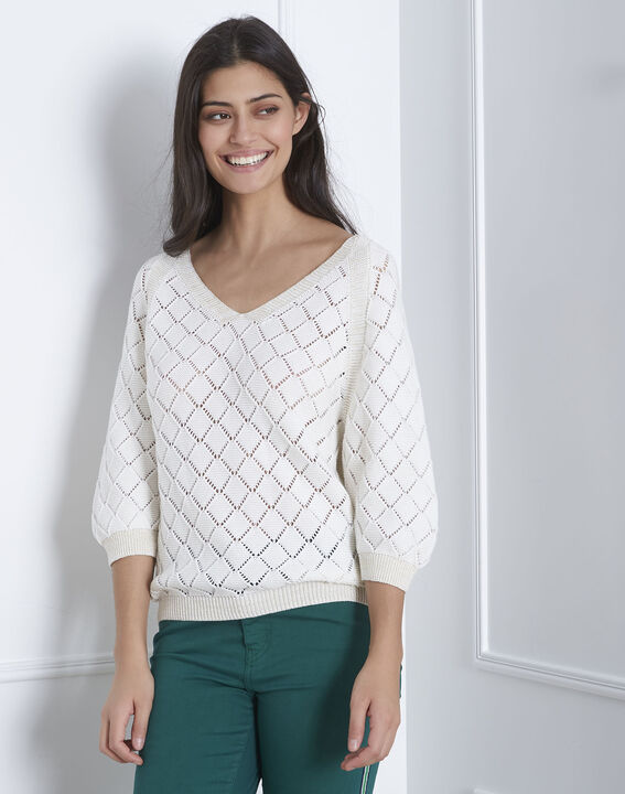 Pull crème ajouré Aquarelle | 1-2-3 Pull crème ajouré Aquarelle PhotoZ | 1-2-3