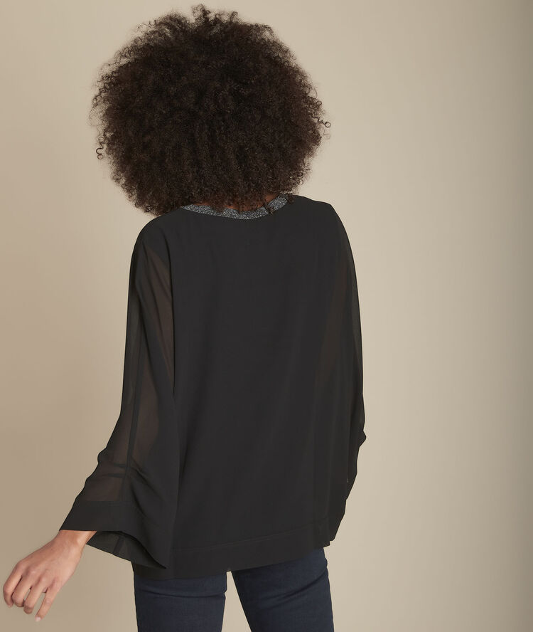 Blouse noire col v brillant mara noir.