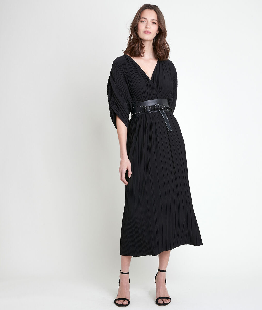 Robe longue noire plissée Melissa | 1-2-3 Robe longue noire plissée Melissa PhotoZ | 1-2-3