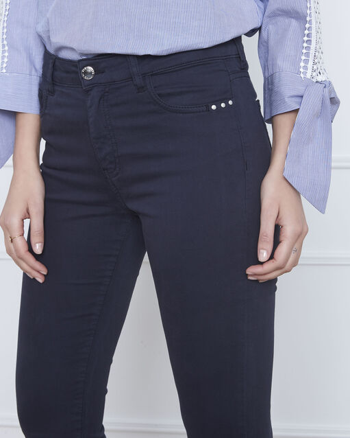 Jean marine 7/8e slim satin de coton vendome marine.