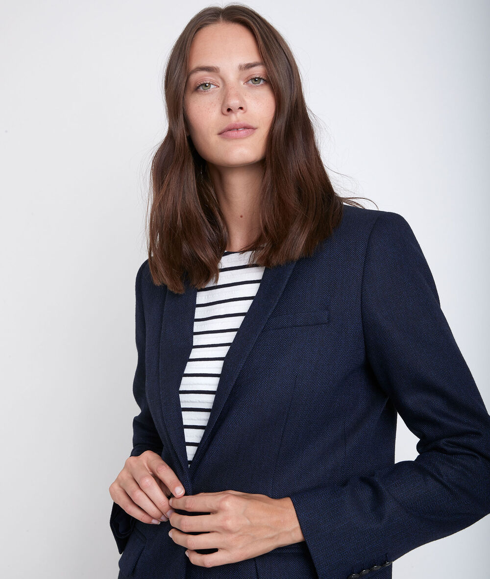 Veste longue à chevrons tamara marine.
