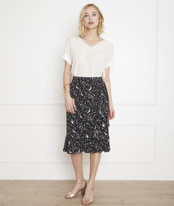Schwarzer Rock mit floralem Print-Muster Senvol | 1-2-3 Schwarzer Rock mit floralem Print-Muster Senvol PhotoZ | 1-2-3