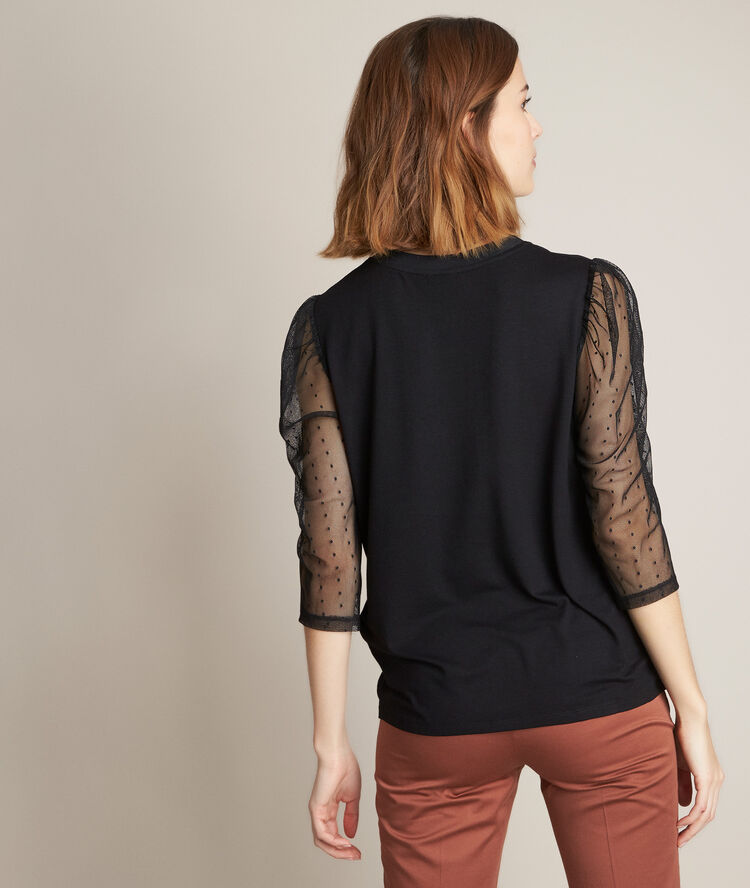 Tee-shirt à dentelle rezia noir.