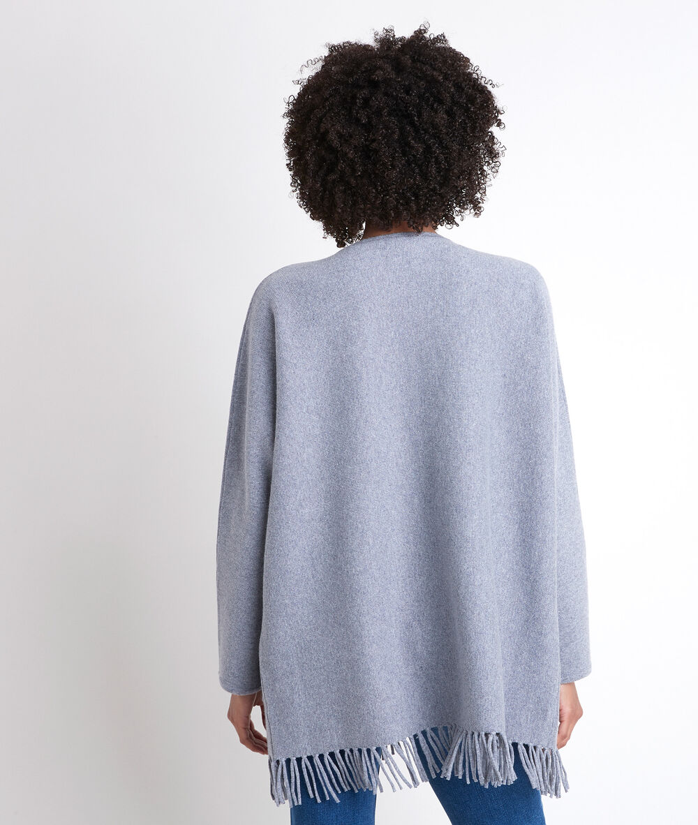 Veste en maille frangée grise roxie gris perle.
