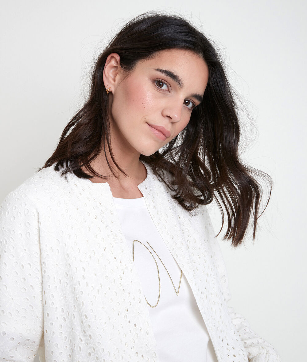 Veste écrue brodée taya ecru.