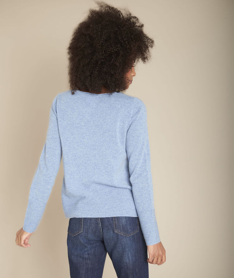 Pull en cachemire azur fog bleu ciel.