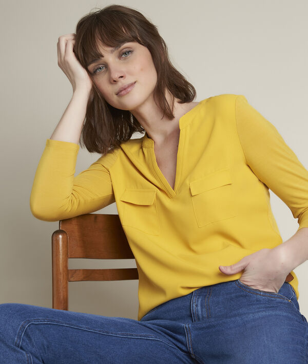 Blouse bimatière jaune Genna | 1-2-3 Blouse bimatière jaune Genna PhotoZ | 1-2-3