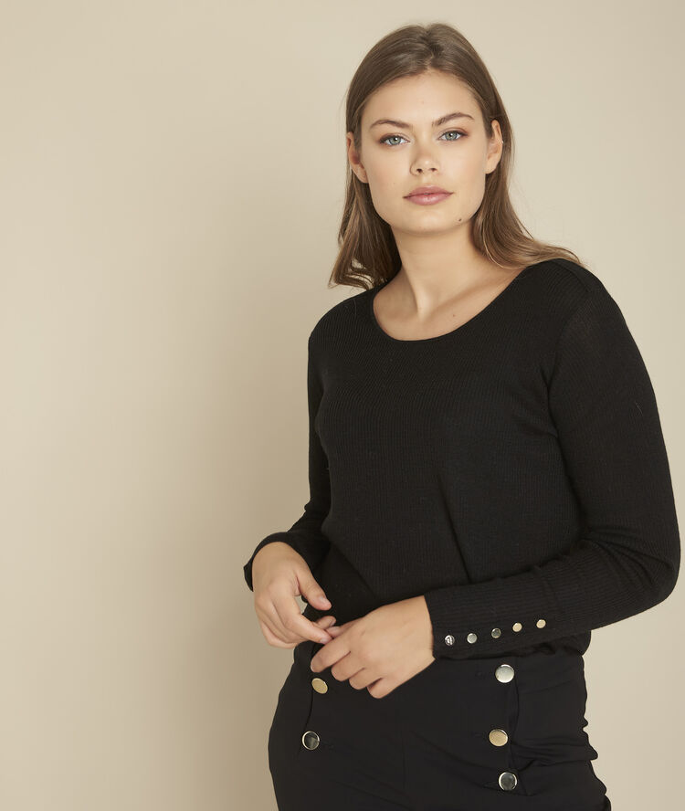Pull côtelé fin noir floraline noir.