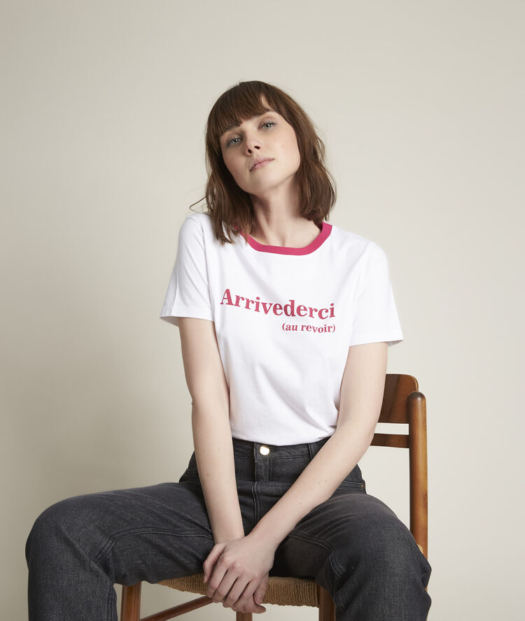 T-shirt met zeefdruk rivale licht fuchsia.