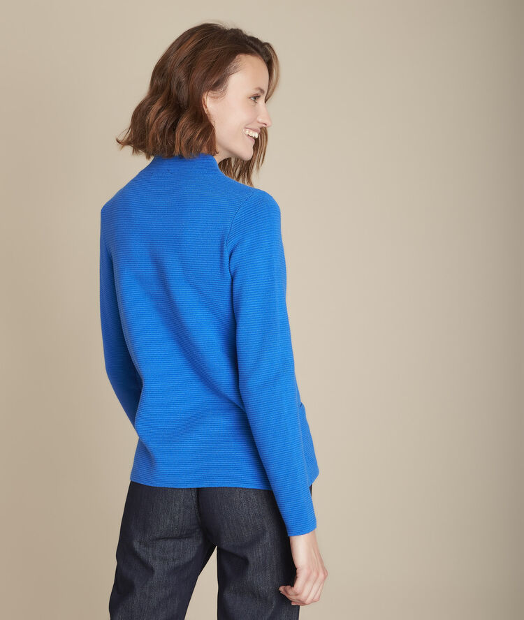 Pull bleu ottoman col montant flower bleu.