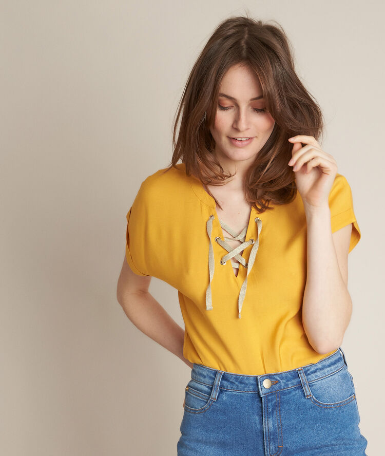 Saffraangeel t-shirt reeme safraan.