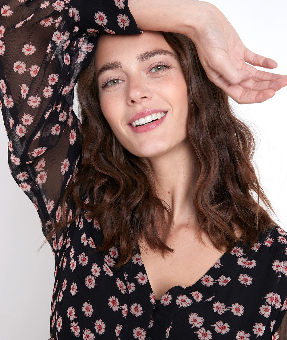 Robe imprimé fleuri noella noir.