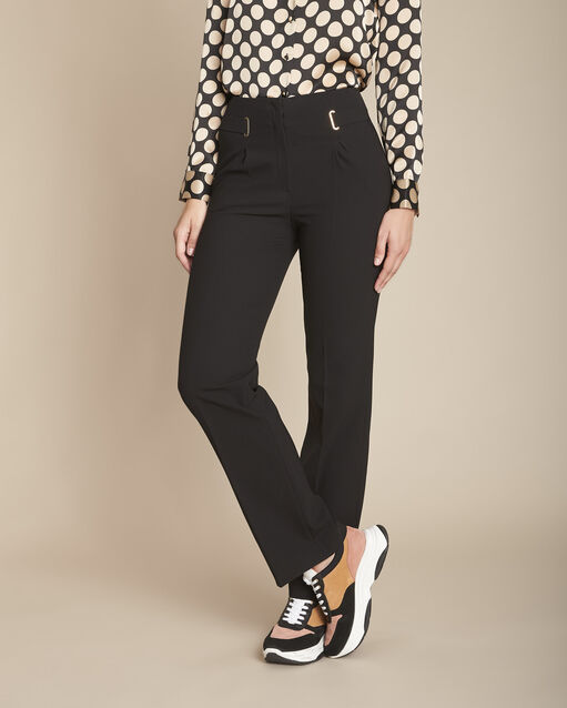 Pantalon noir droit microfibre &oelig;illets elliot noir.