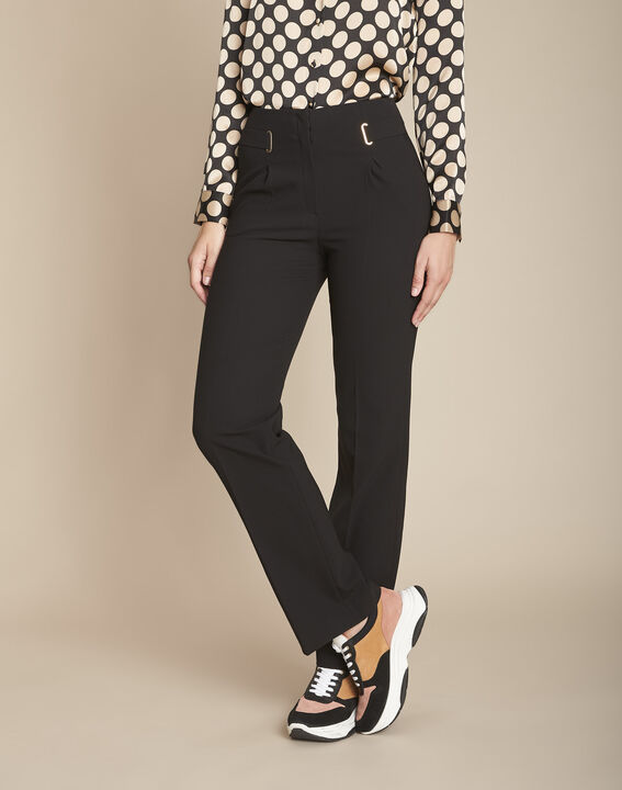 Pantalon noir droit microfibre œillets Elliot | 1-2-3 Pantalon noir droit microfibre œillets Elliot PhotoZ | 1-2-3