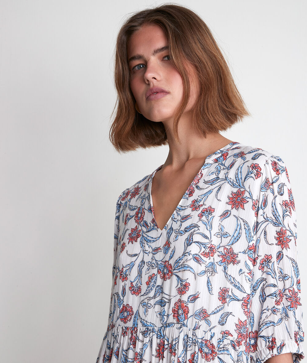 Robe imprimée écru madeleine ecru.