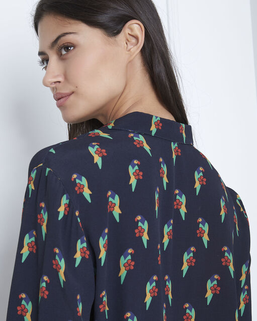 Chemise noire imprimé perroquet ravel marine.