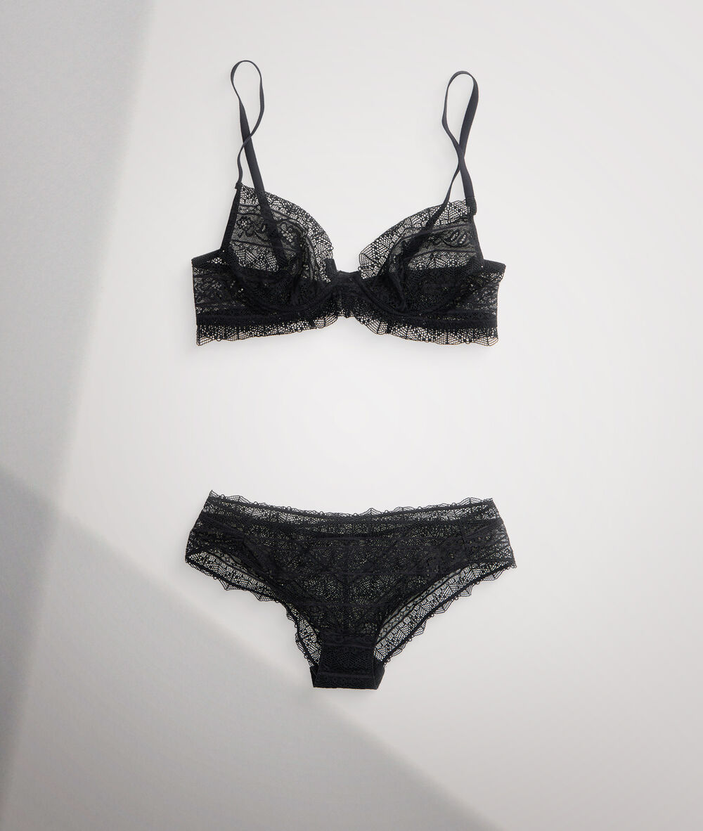 Soutien-gorge corbeille en dentelle responsable noire ella noir.