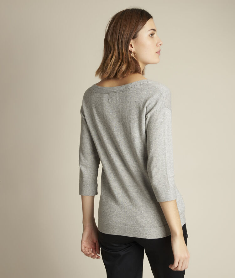 Pull gris chiné domi cannelle.