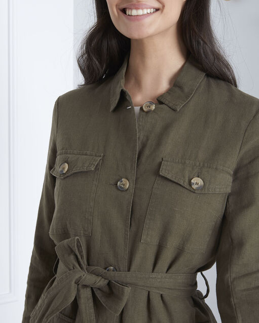 Veste saharienne kaki en lin farah kaki.