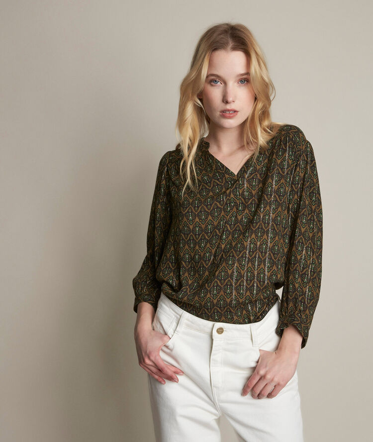 Blouse imprim&eacute;e elsa vert nil.