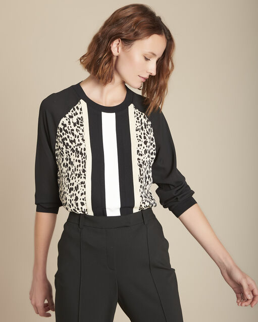 Sweatshirt mit tierfell-druckmuster marta schwarz.