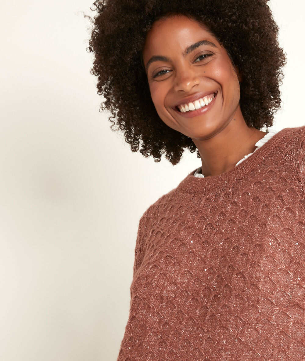 Pull ajouré brillant roswell cannelle.