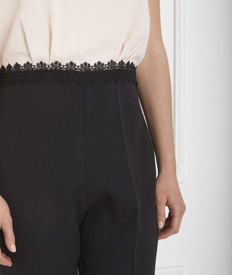 Combinaison bicolore dentelle hana noir.