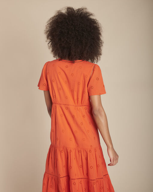 Robe orange longue broderie anglaise lima orange.