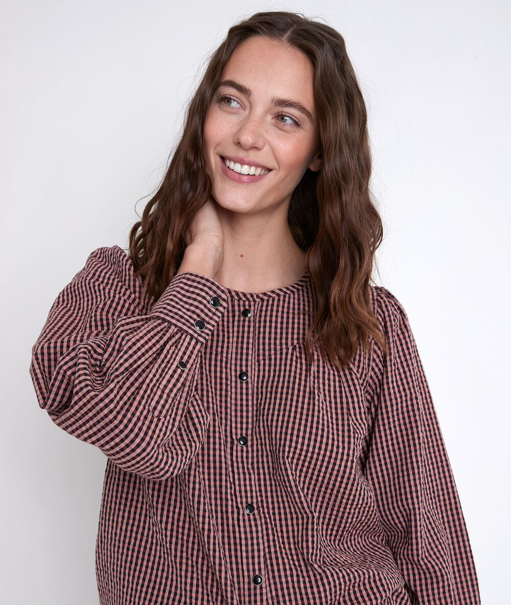 Blouse à carreaux trudy poudre.