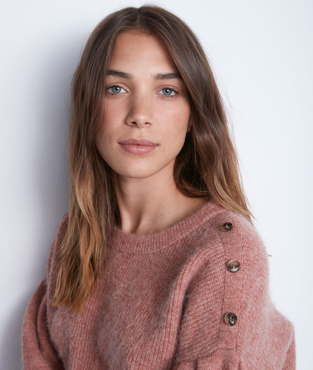 Pull à manches bouffantes vieux rose Terry | 1-2-3 Pull à manches bouffantes vieux rose Terry PhotoZ | 1-2-3