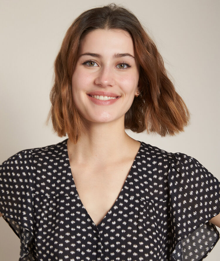 Blouse met print elou zwart.