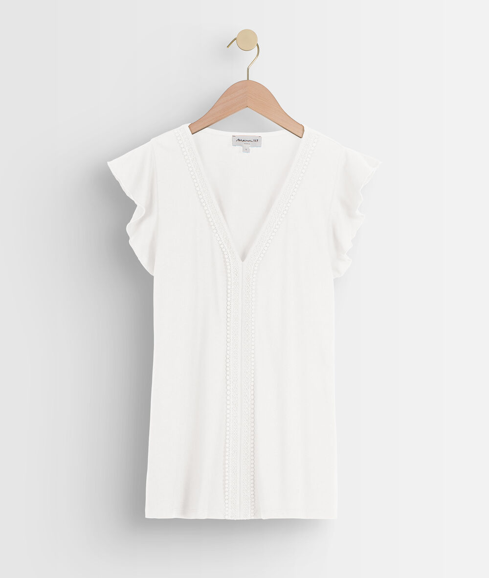 Tee-shirt écru encolure fantaisie iwhite ecru.